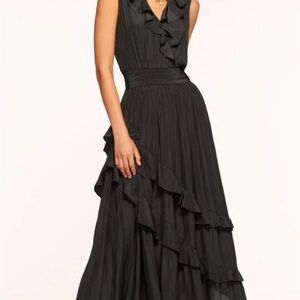 Ramy Brook Black Ruffle Hadlee Dress - L